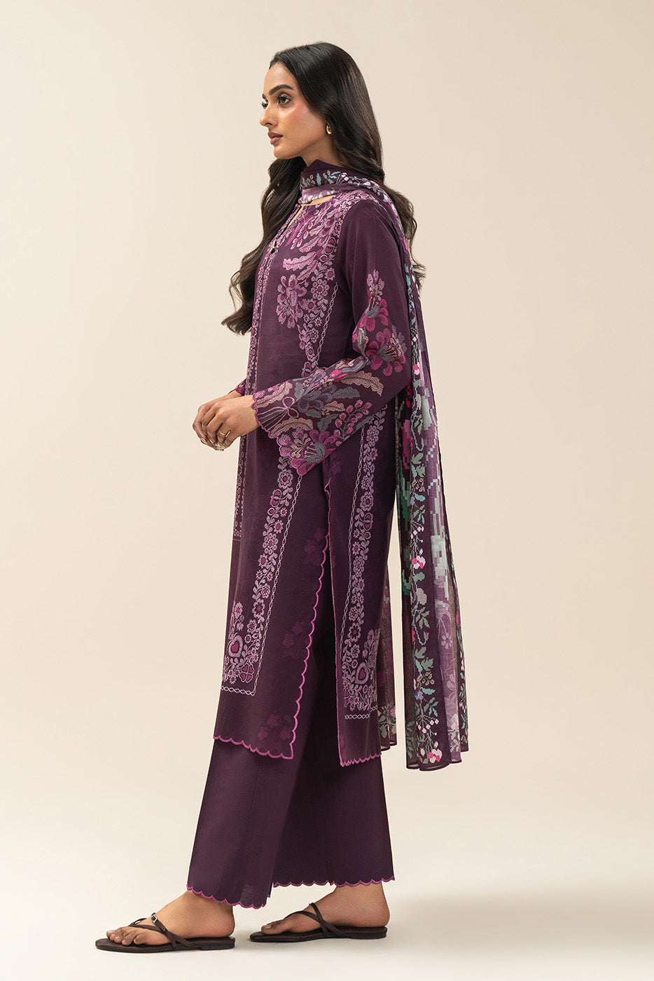 3 PIECE PRINTED LAWN SUIT-AMBER GLAM (UNSTITCHED)