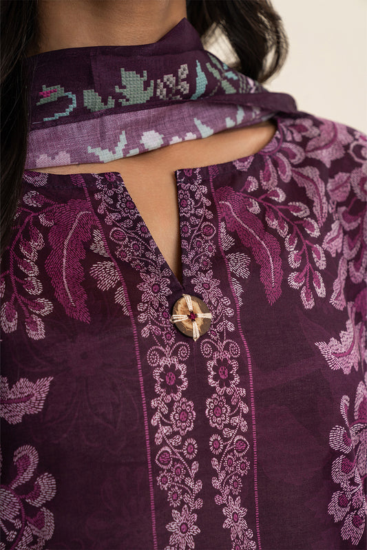 3 PIECE PRINTED LAWN SUIT-AMBER GLAM (UNSTITCHED)