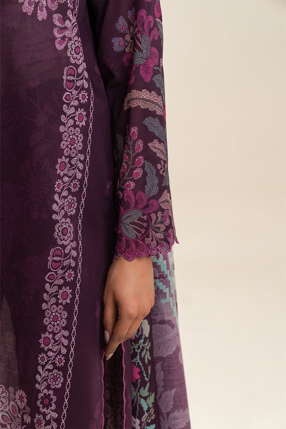 3 PIECE PRINTED LAWN SUIT-AMBER GLAM (UNSTITCHED)