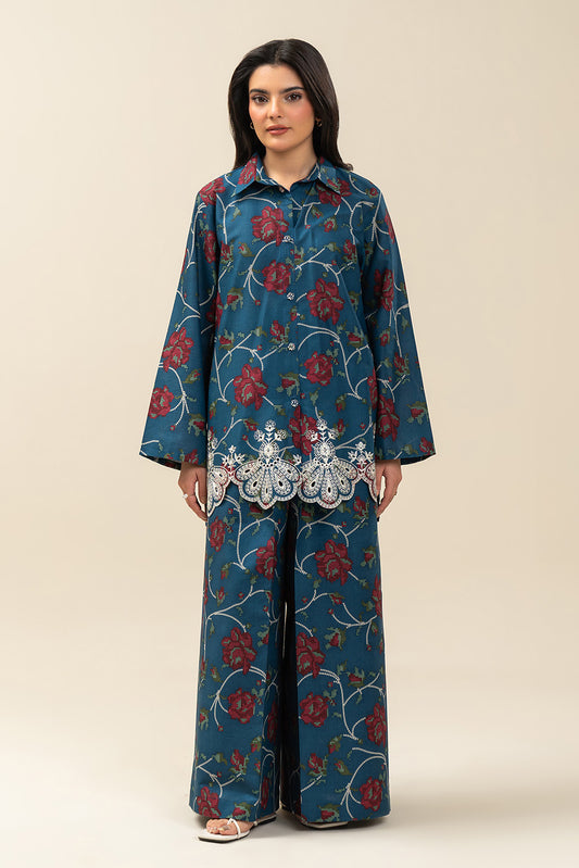 2 PIECE EMBROIDERED LAWN SUIT-BLUE MAZE (UNSTITCHED)
