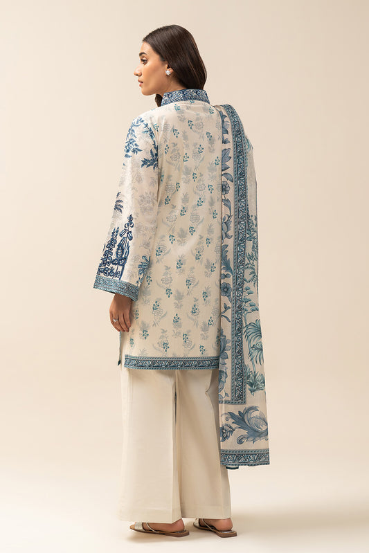 3 PIECE EMBROIDERED LAWN SUIT-STRATOS BLUE (UNSTITCHED)