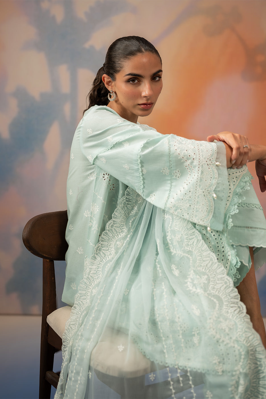 3 PIECE EMBROIDERED LAWN SUIT-AZURE MIST (UNSTITCHED)