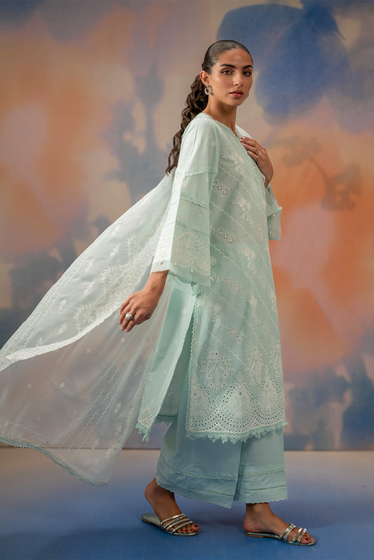 3 PIECE EMBROIDERED LAWN SUIT-AZURE MIST (UNSTITCHED)