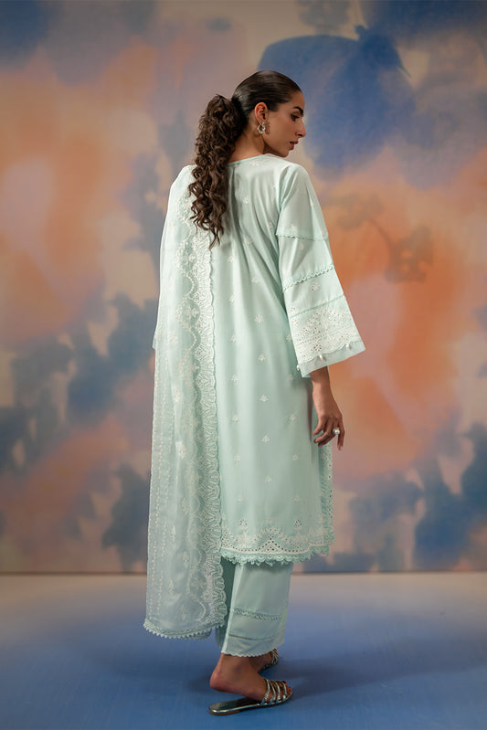 3 PIECE EMBROIDERED LAWN SUIT-AZURE MIST (UNSTITCHED)