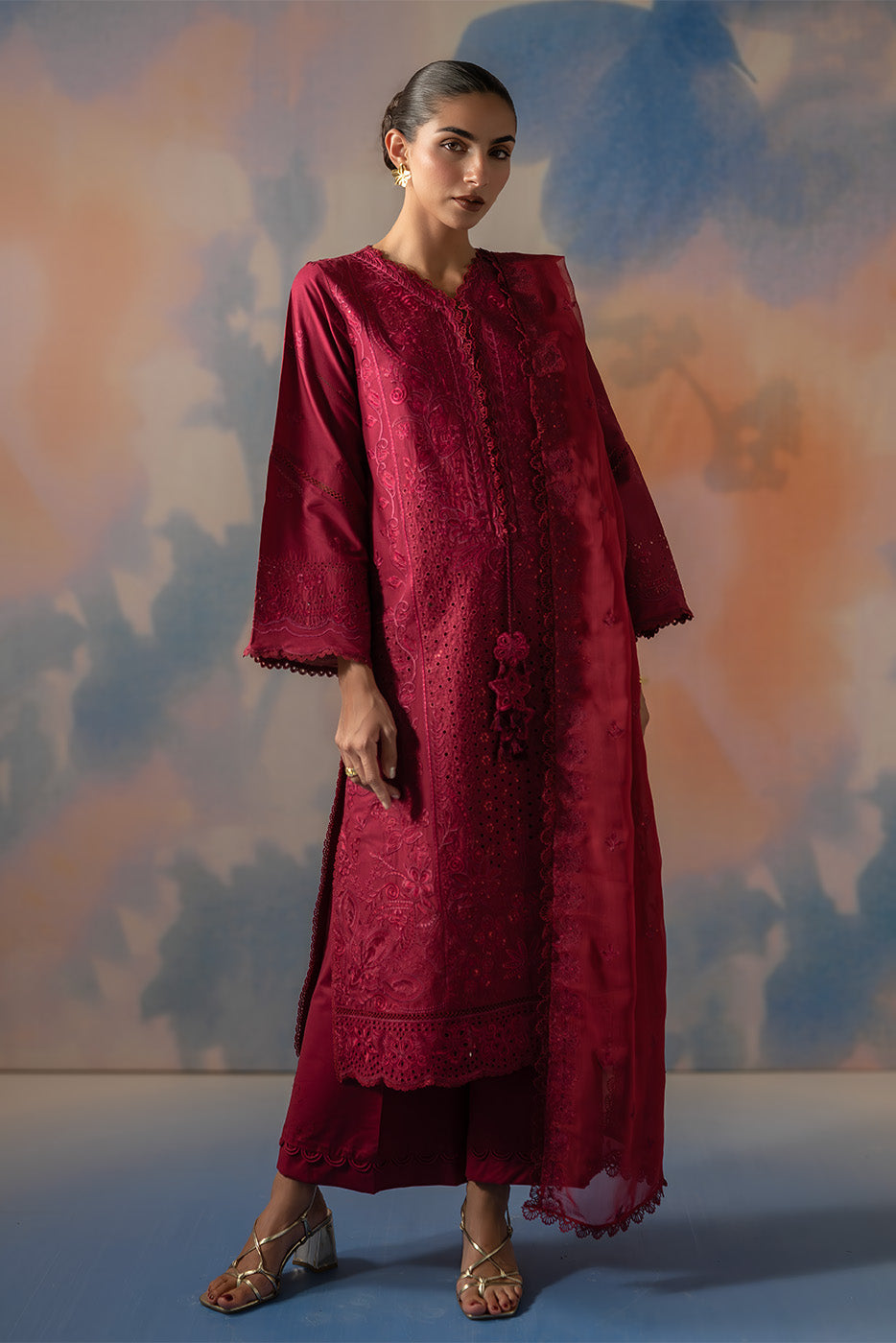 3 PIECE EMBROIDERED LAWN SUIT-CRIMSON CORE (UNSTITCHED)