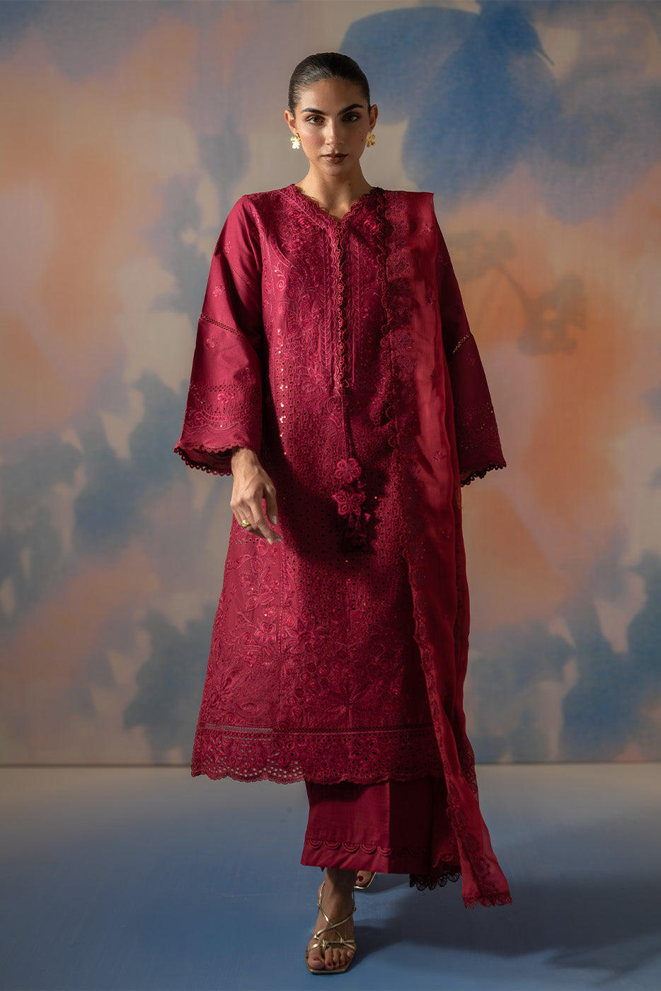 3 PIECE EMBROIDERED LAWN SUIT-CRIMSON CORE (UNSTITCHED)
