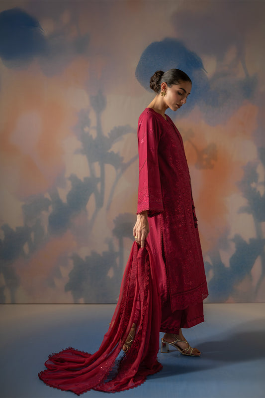 3 PIECE EMBROIDERED LAWN SUIT-CRIMSON CORE (UNSTITCHED)