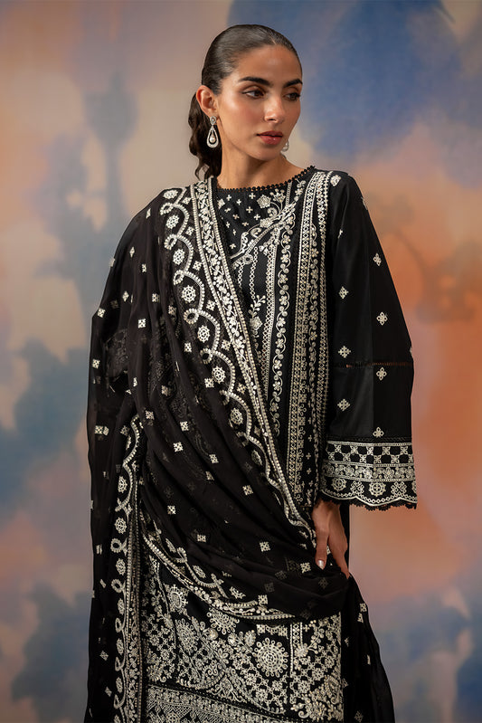 3 PIECE EMBROIDERED LAWN SUIT-NOIR STARLIT (UNSTITCHED)