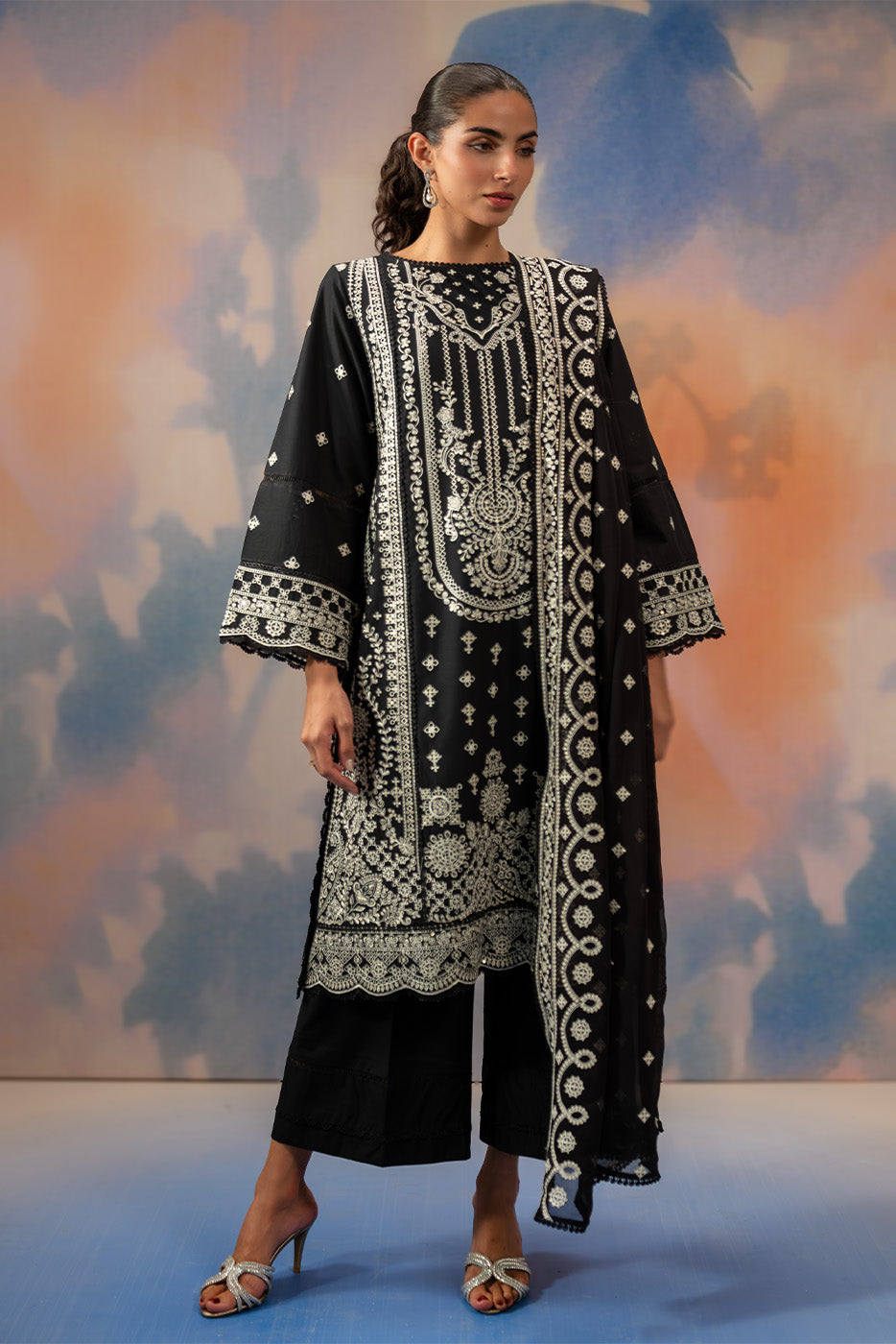 3 PIECE EMBROIDERED LAWN SUIT-NOIR STARLIT (UNSTITCHED)