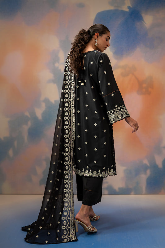 3 PIECE EMBROIDERED LAWN SUIT-NOIR STARLIT (UNSTITCHED)