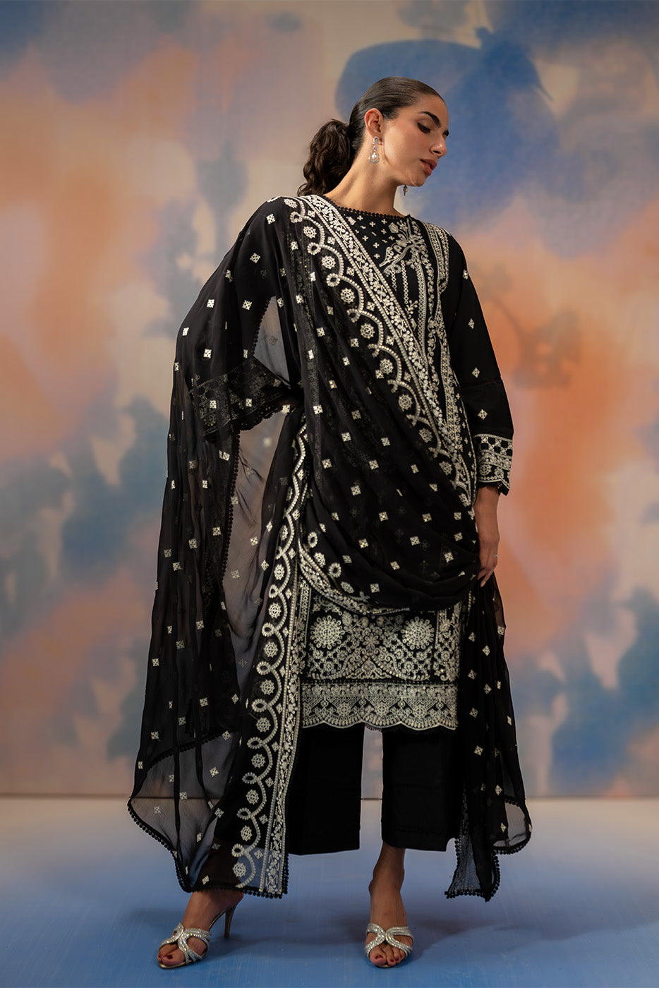3 PIECE EMBROIDERED LAWN SUIT-NOIR STARLIT (UNSTITCHED)