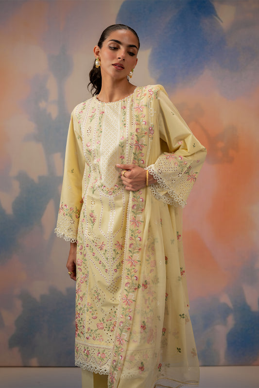 3 PIECE EMBROIDERED LAWN SUIT-FLORAL WHISPER (UNSTITCHED)