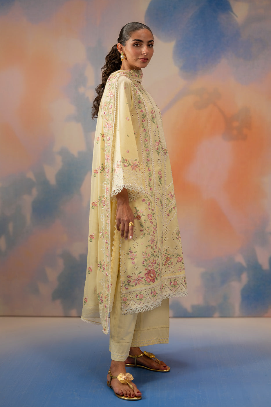 3 PIECE EMBROIDERED LAWN SUIT-FLORAL WHISPER (UNSTITCHED)