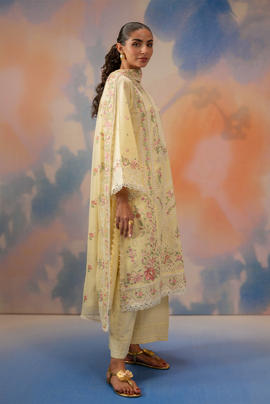 3 PIECE EMBROIDERED LAWN SUIT-FLORAL WHISPER (UNSTITCHED)