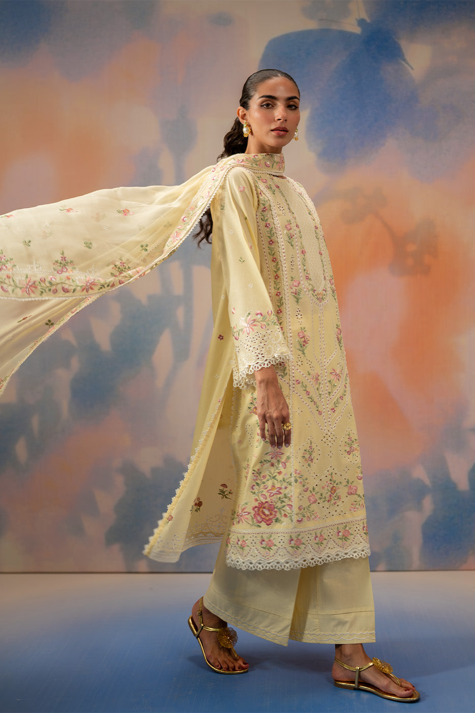 3 PIECE EMBROIDERED LAWN SUIT-FLORAL WHISPER (UNSTITCHED)