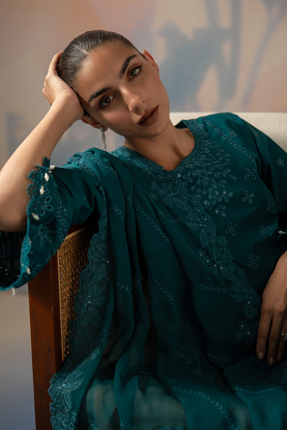 3 PIECE EMBROIDERED LAWN SUIT-TEAL OPULENCE (UNSTITCHED)