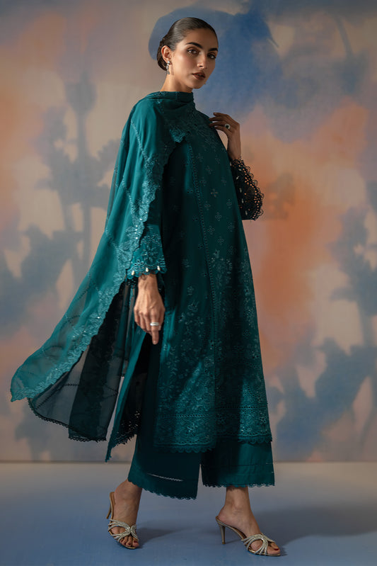 3 PIECE EMBROIDERED LAWN SUIT-TEAL OPULENCE (UNSTITCHED)