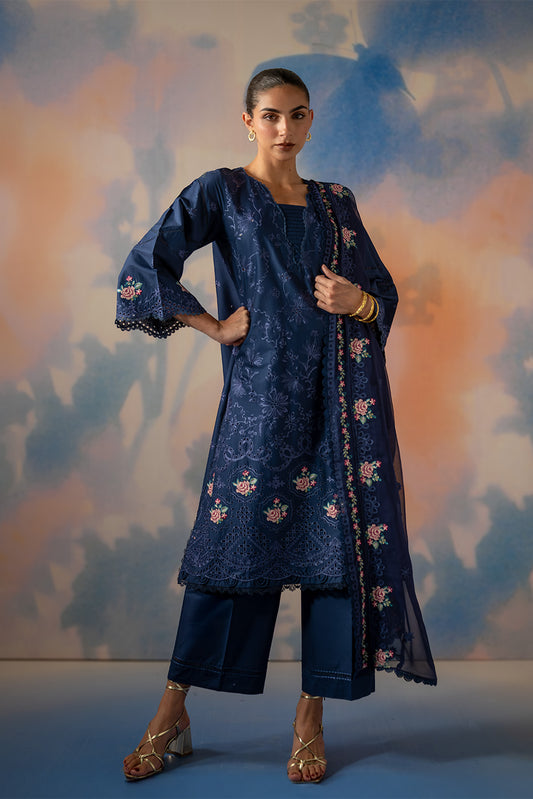 3 PIECE EMBROIDERED LAWN SUIT-COSMIC SAPPHIRE (UNSTITCHED)