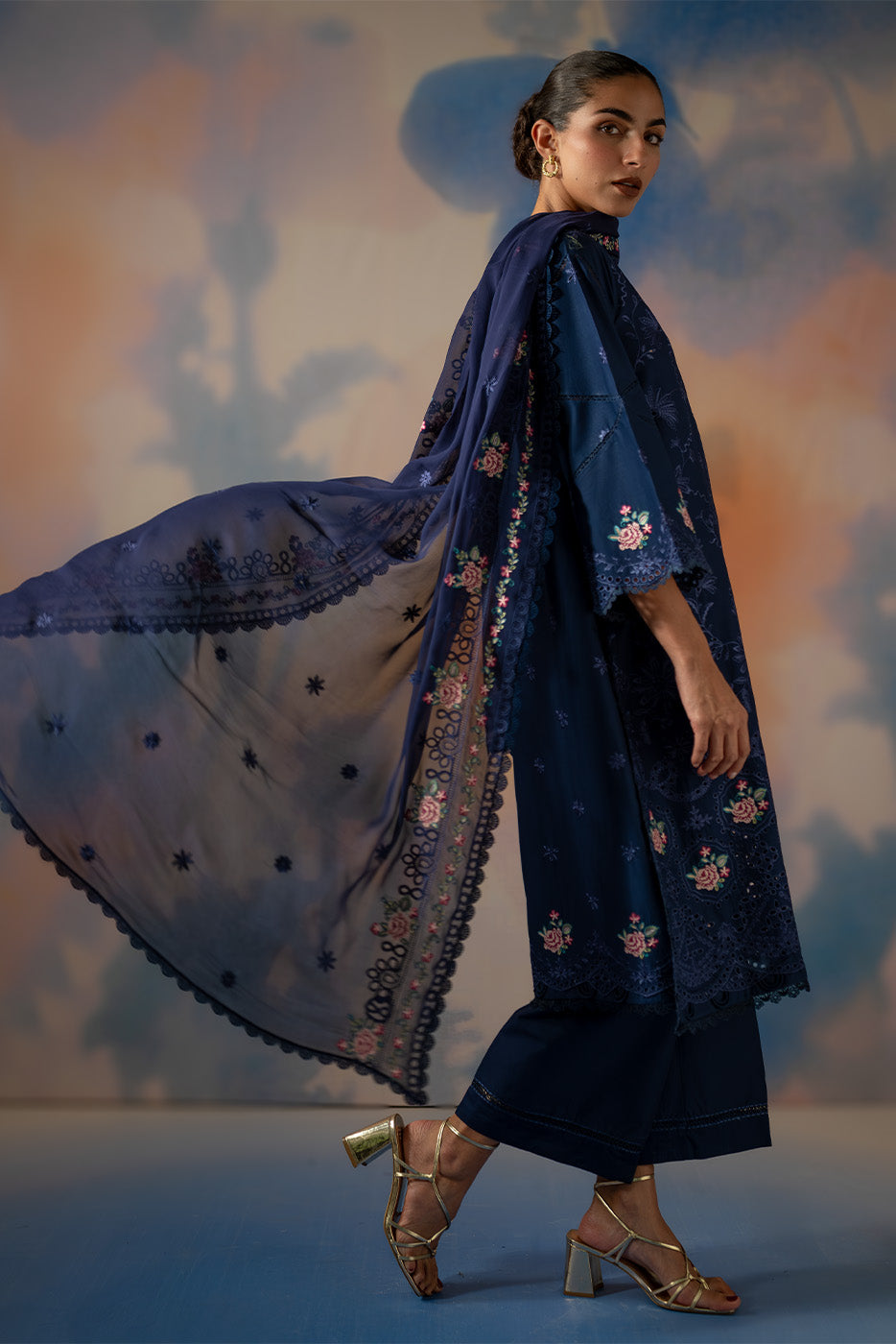 3 PIECE EMBROIDERED LAWN SUIT-COSMIC SAPPHIRE (UNSTITCHED)