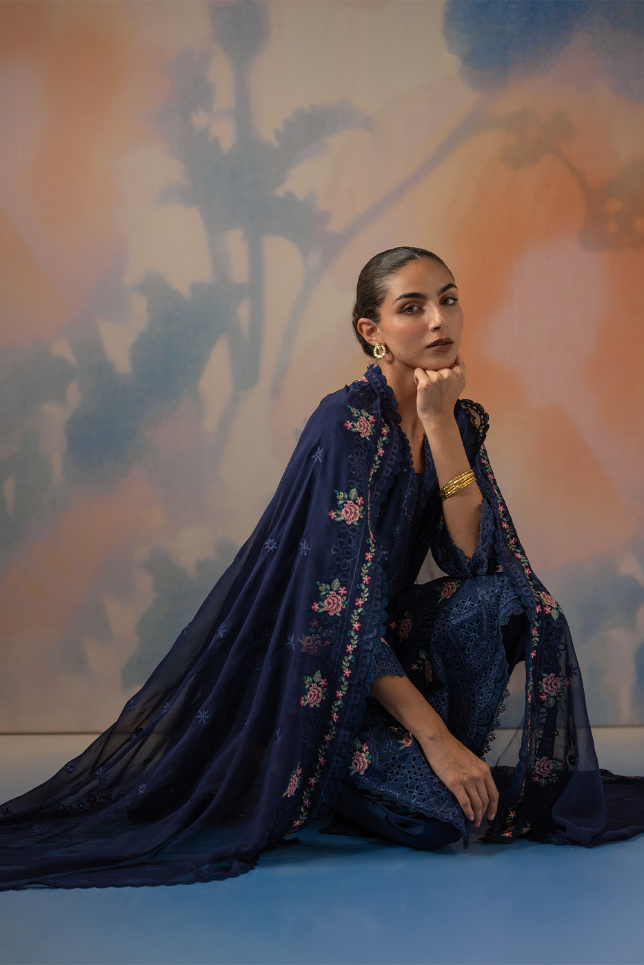 3 PIECE EMBROIDERED LAWN SUIT-COSMIC SAPPHIRE (UNSTITCHED)