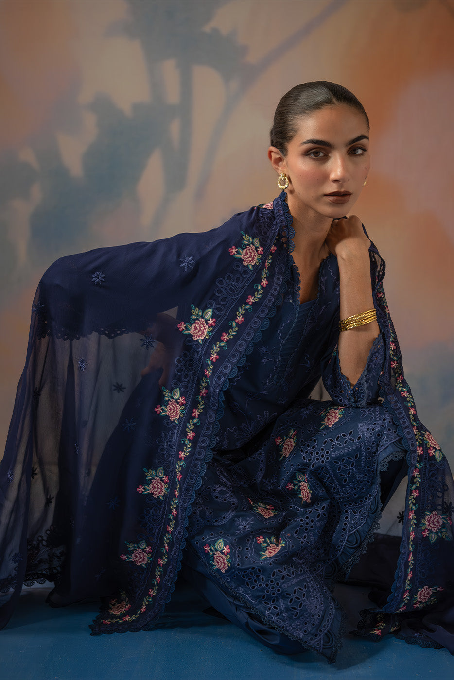 3 PIECE EMBROIDERED LAWN SUIT-COSMIC SAPPHIRE (UNSTITCHED)