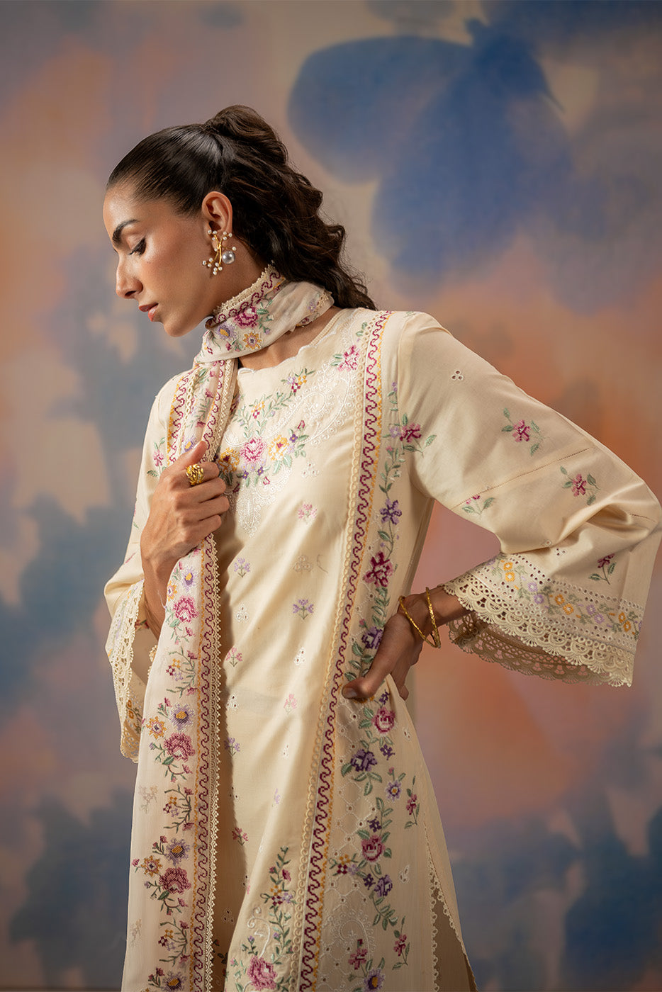 3 PIECE EMBROIDERED LAWN SUIT-BEIGE ATELIER (UNSTITCHED)