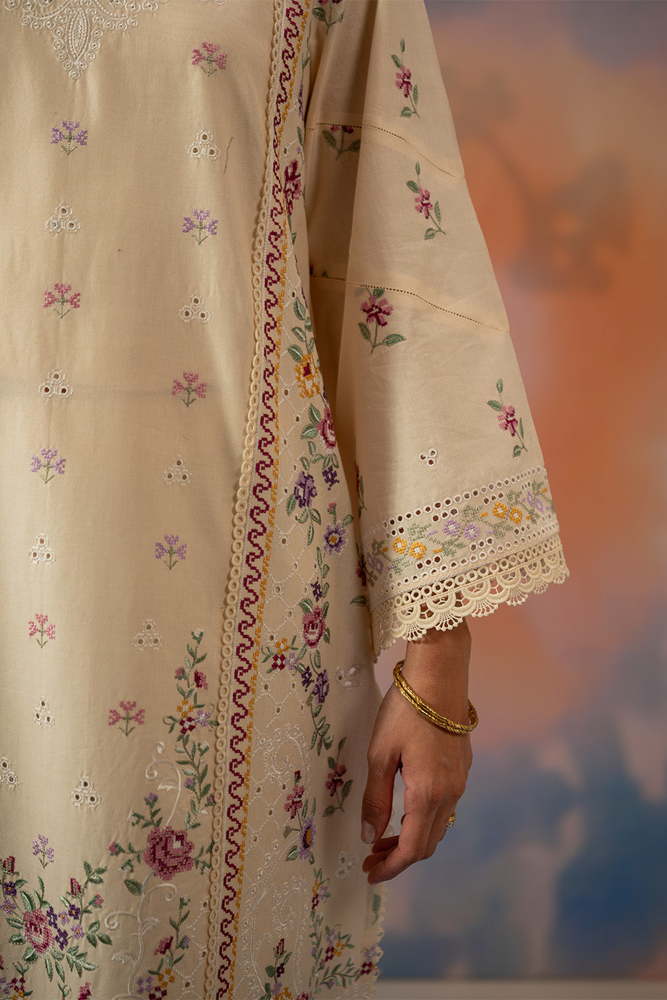 3 PIECE EMBROIDERED LAWN SUIT-BEIGE ATELIER (UNSTITCHED)