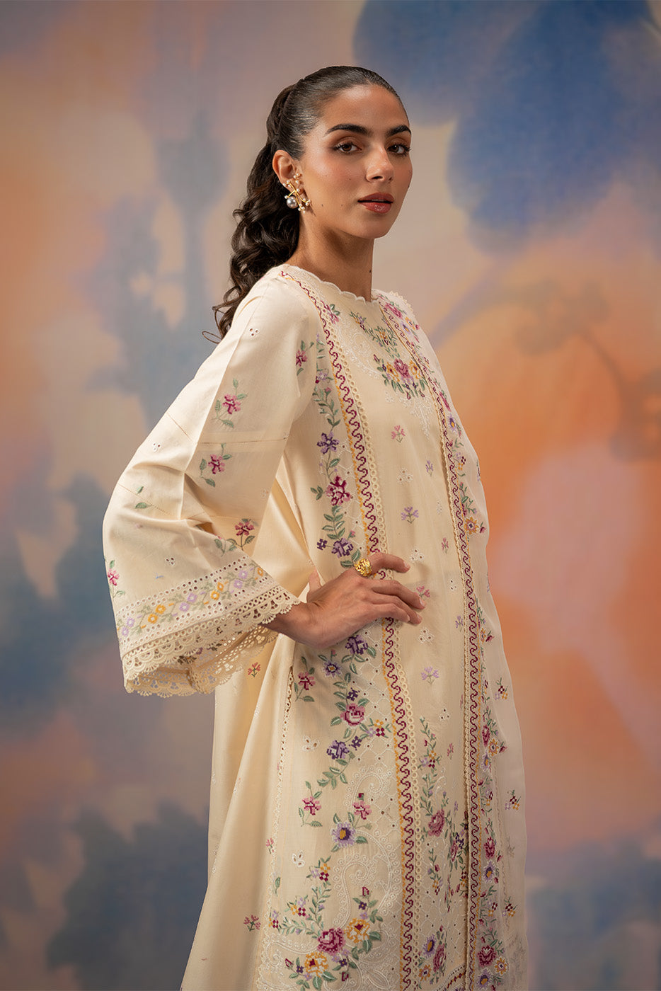 3 PIECE EMBROIDERED LAWN SUIT-BEIGE ATELIER (UNSTITCHED)