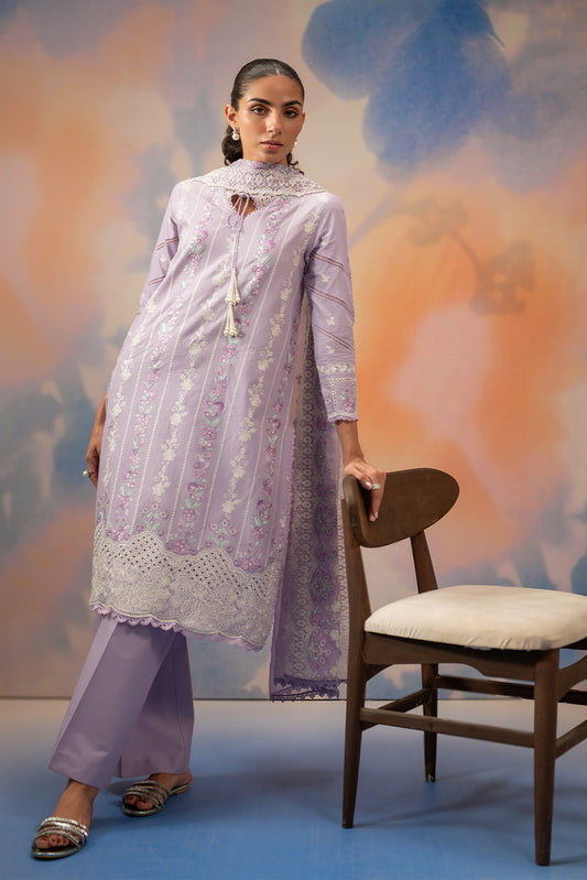 3 PIECE EMBROIDERED LAWN SUIT-LAVENDER LUXE (UNSTITCHED)