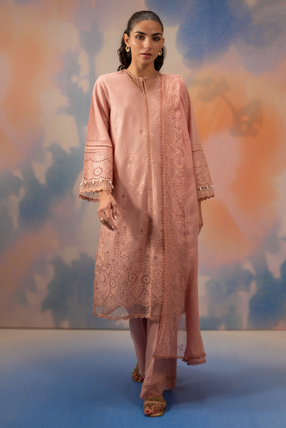 3 PIECE EMBROIDERED LAWN SUIT-BLUSH BLOOM (UNSTITCHED)