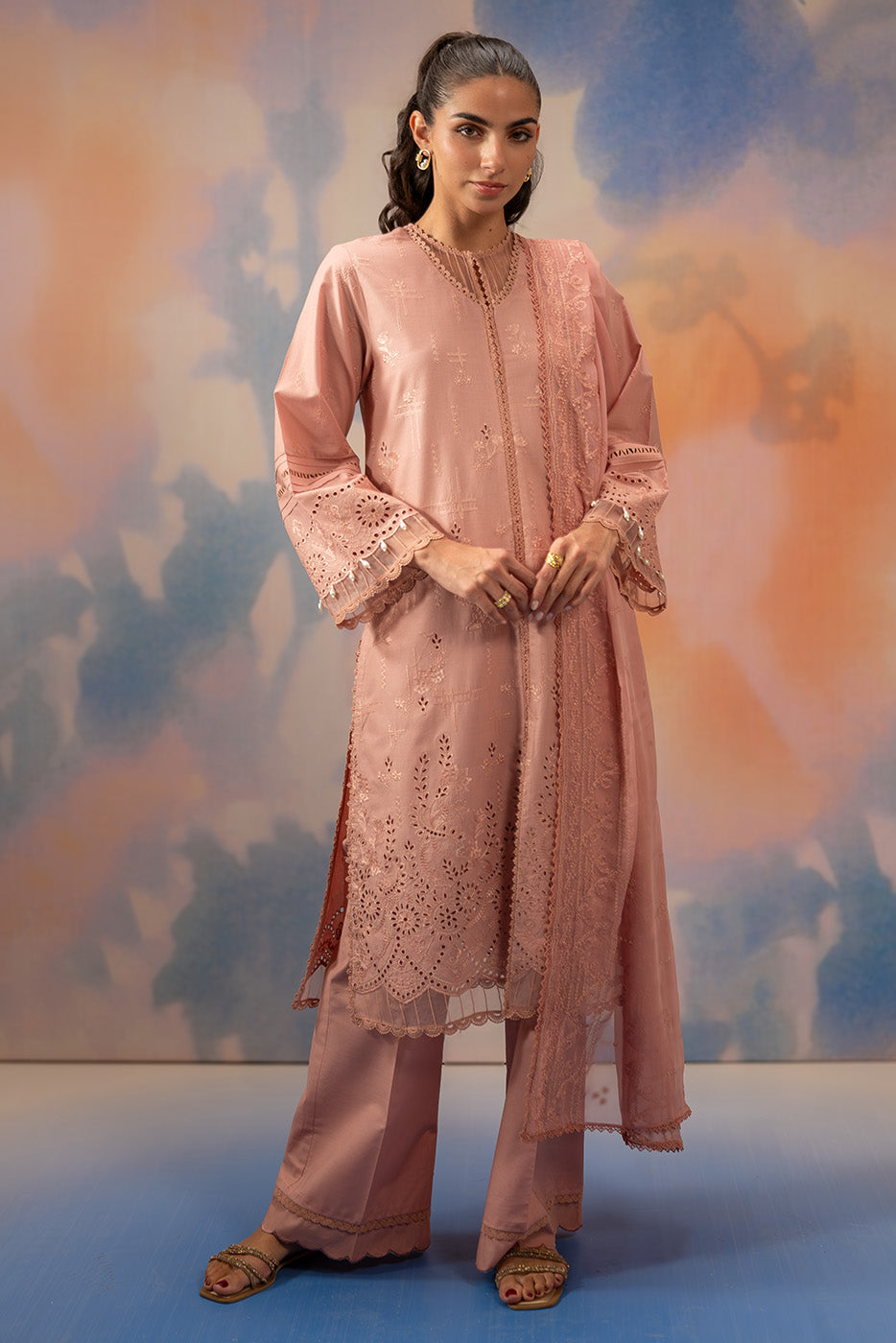3 PIECE EMBROIDERED LAWN SUIT-BLUSH BLOOM (UNSTITCHED)