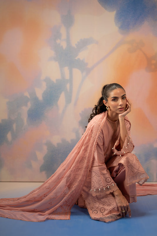 3 PIECE EMBROIDERED LAWN SUIT-BLUSH BLOOM (UNSTITCHED)