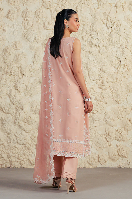 3 PIECE EMBROIDERED LAWN SUIT-CORAL HAZE (UNSTITCHED)