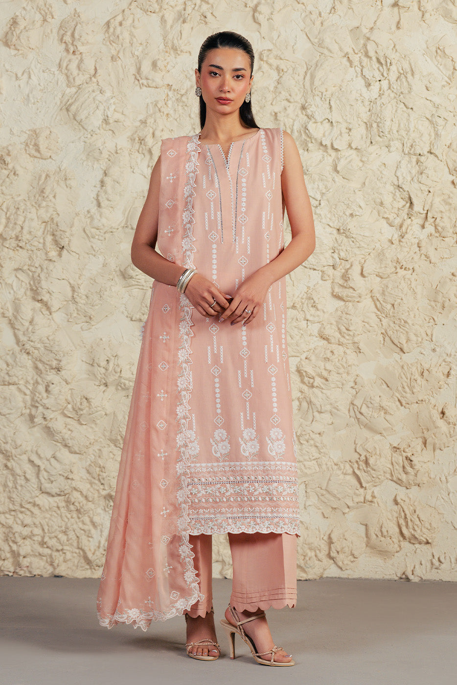 3 PIECE EMBROIDERED LAWN SUIT-CORAL HAZE (UNSTITCHED)