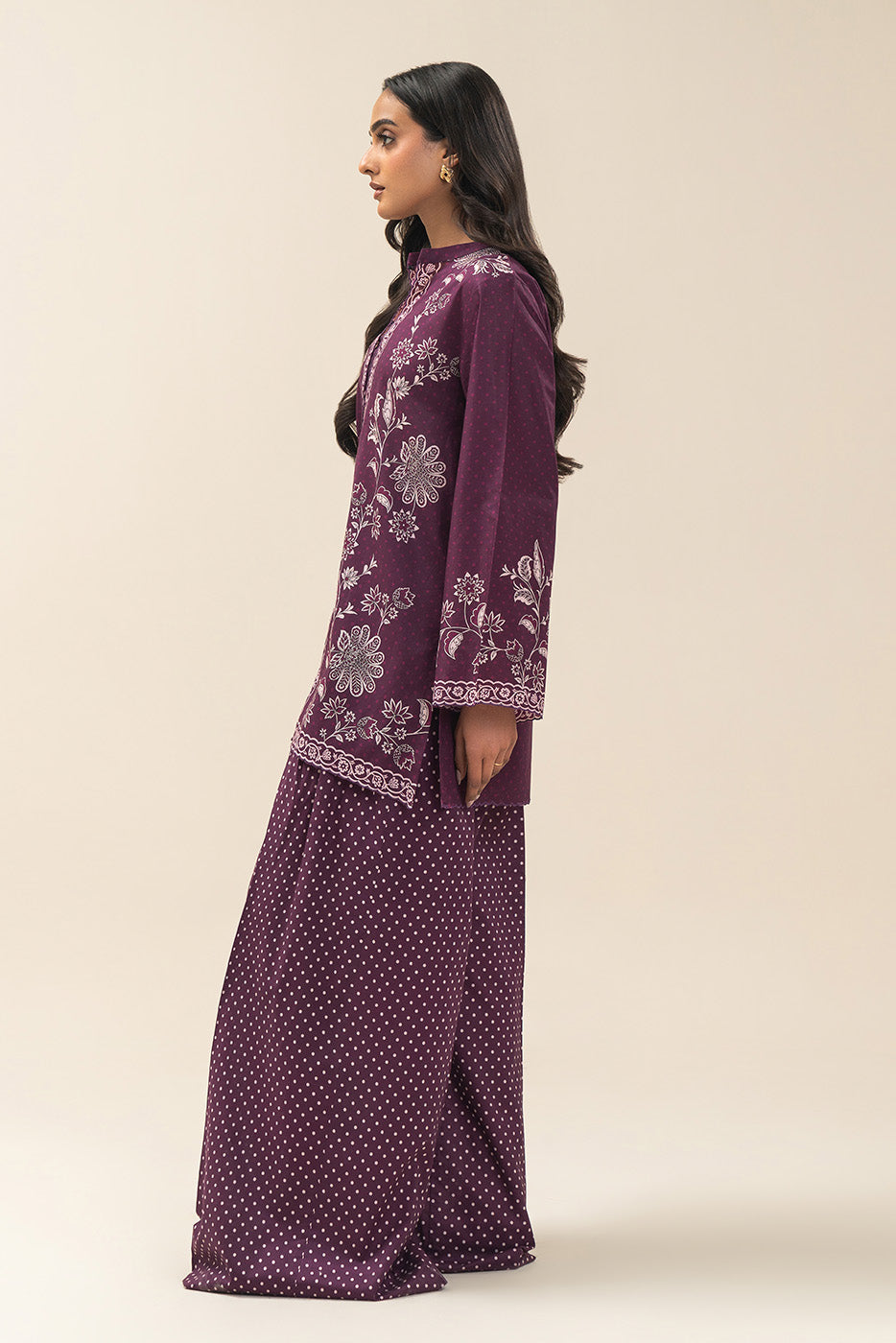 2 PIECE PRINTED LAWN SUIT-POLKA PETALS (UNSTITCHED)