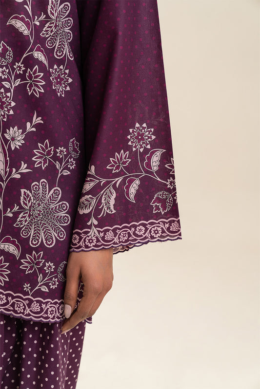 2 PIECE PRINTED LAWN SUIT-POLKA PETALS (UNSTITCHED)