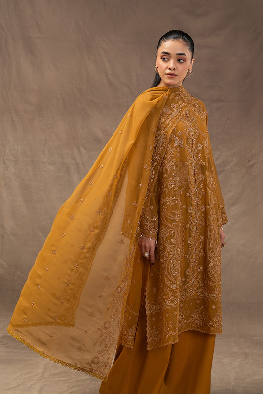 4 PIECE EMBROIDERED CHIFFON SUIT-GOLD SECRET (UNSTITCHED)