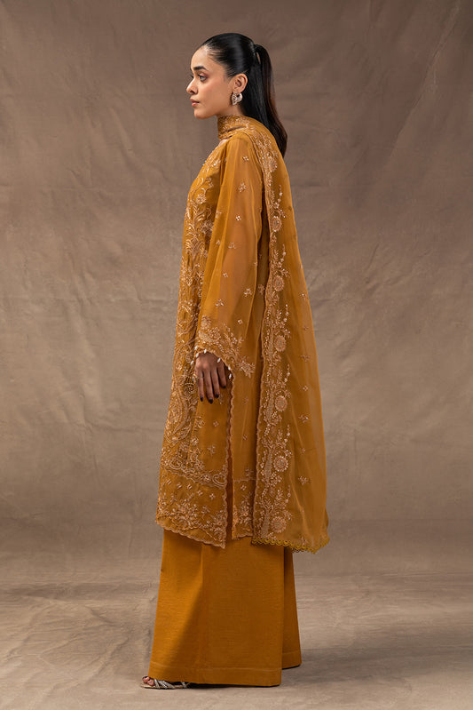 4 PIECE EMBROIDERED CHIFFON SUIT-GOLD SECRET (UNSTITCHED)