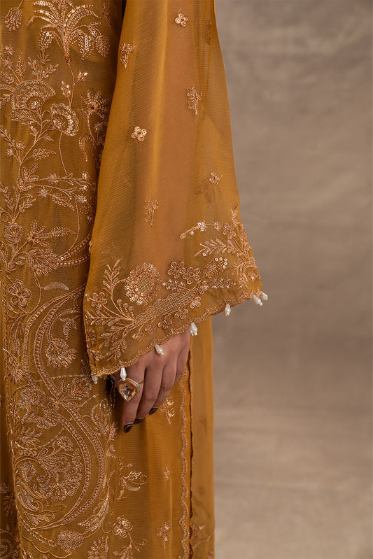 4 PIECE EMBROIDERED CHIFFON SUIT-GOLD SECRET (UNSTITCHED)