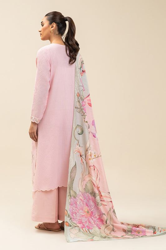 3 PIECE EMBROIDERED  TEXTURED LAWN SUIT-CORSAGE (UNSTITCHED)