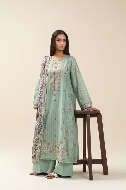 3 PIECE EMBROIDERED JACQUARD  LAWN SUIT-DEW WHISPER (UNSTITCHED)