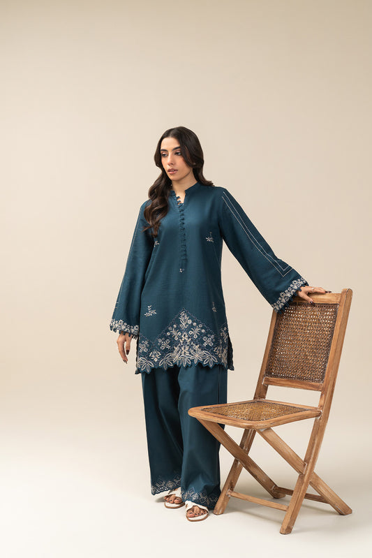 2 PIECE EMBROIDERED  TEXTURED LAWN SUIT-TEAL VERVE (UNSTITCHED)
