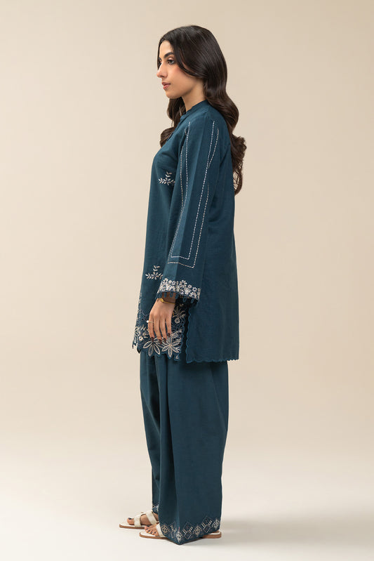 2 PIECE EMBROIDERED  TEXTURED LAWN SUIT-TEAL VERVE (UNSTITCHED)