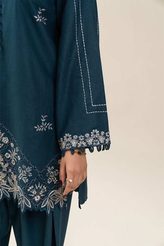 2 PIECE EMBROIDERED  TEXTURED LAWN SUIT-TEAL VERVE (UNSTITCHED)