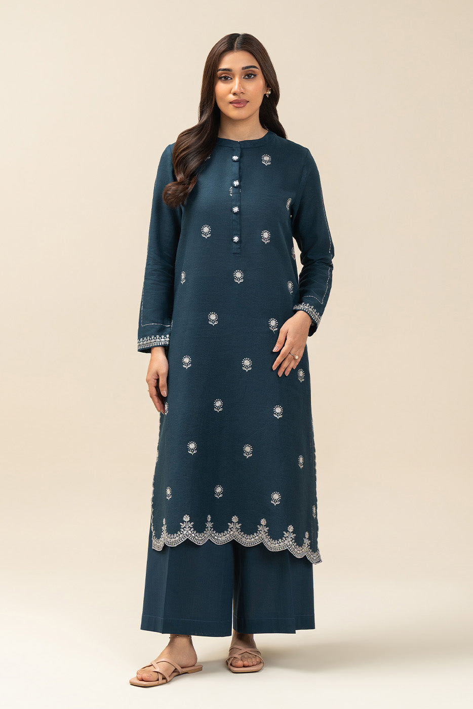 1 PIECE EMBROIDERED  TEXTURED LAWN SUIT-ETHEREAL BLUE (UNSTITCHED)