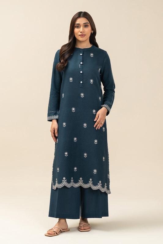 1 PIECE EMBROIDERED  TEXTURED LAWN SUIT-ETHEREAL BLUE (UNSTITCHED)