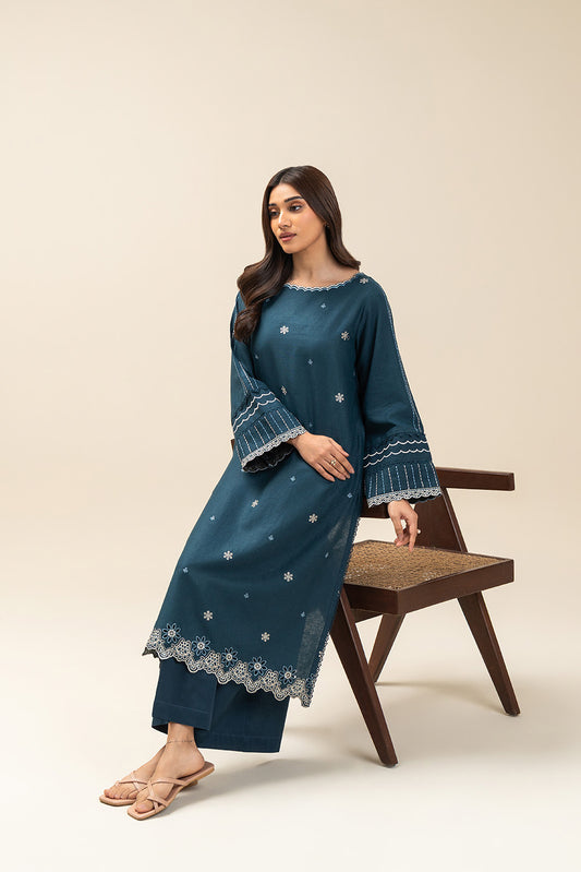 1 PIECE EMBROIDERED  TEXTURED LAWN SUIT-STAR SAPPHIRE (UNSTITCHED)