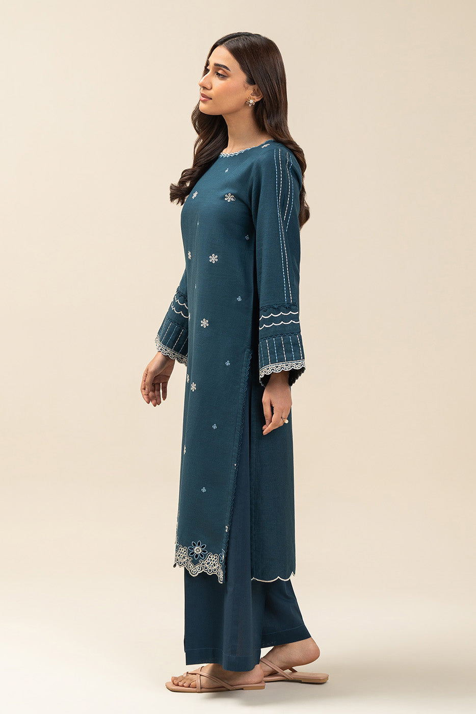 1 PIECE EMBROIDERED  TEXTURED LAWN SUIT-STAR SAPPHIRE (UNSTITCHED)