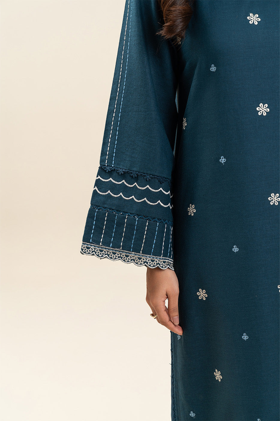 1 PIECE EMBROIDERED  TEXTURED LAWN SUIT-STAR SAPPHIRE (UNSTITCHED)
