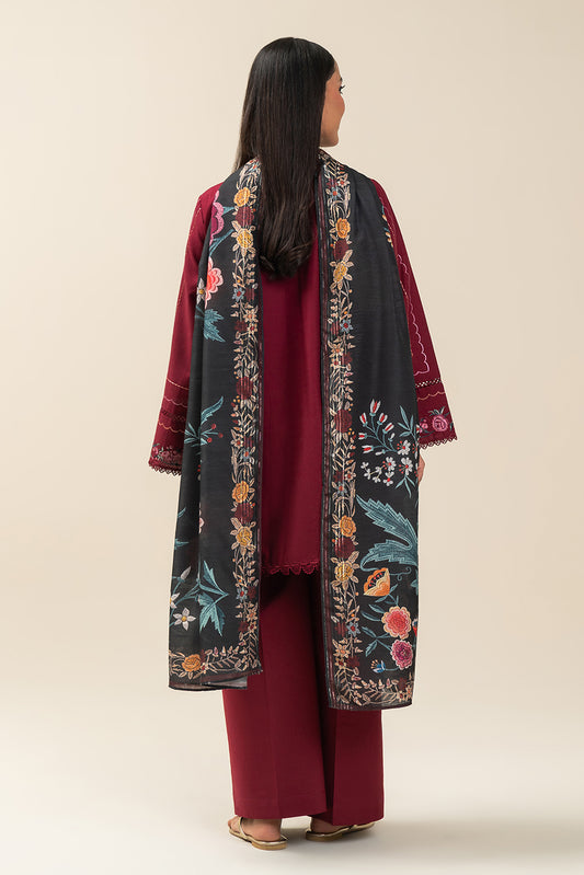 3 PIECE EMBROIDERED  TEXTURED LAWN SUIT-GARNET GRACE (UNSTITCHED)